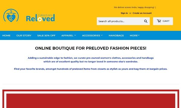 Collections Reloved Website Screenshot