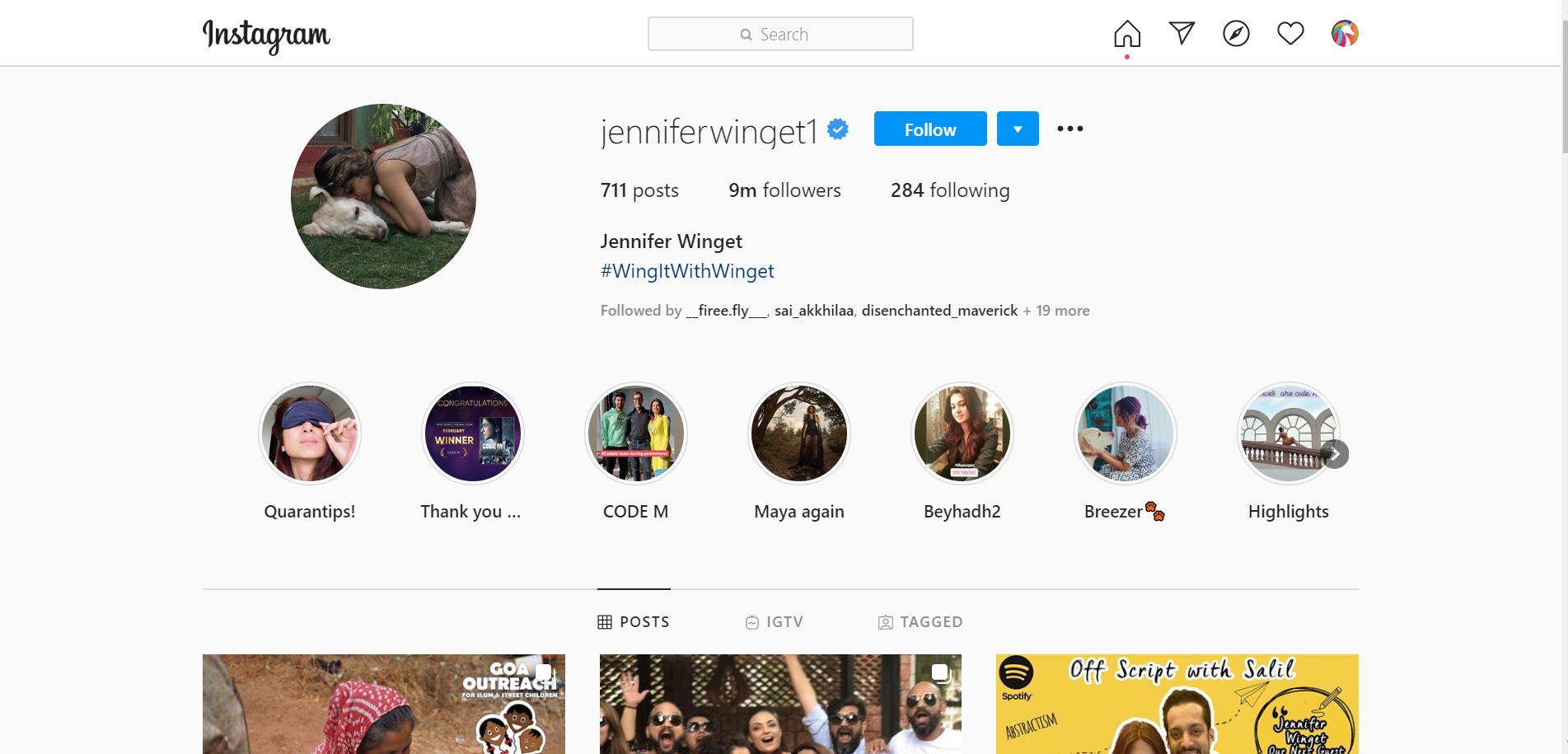 Jennifer Winget Instagram