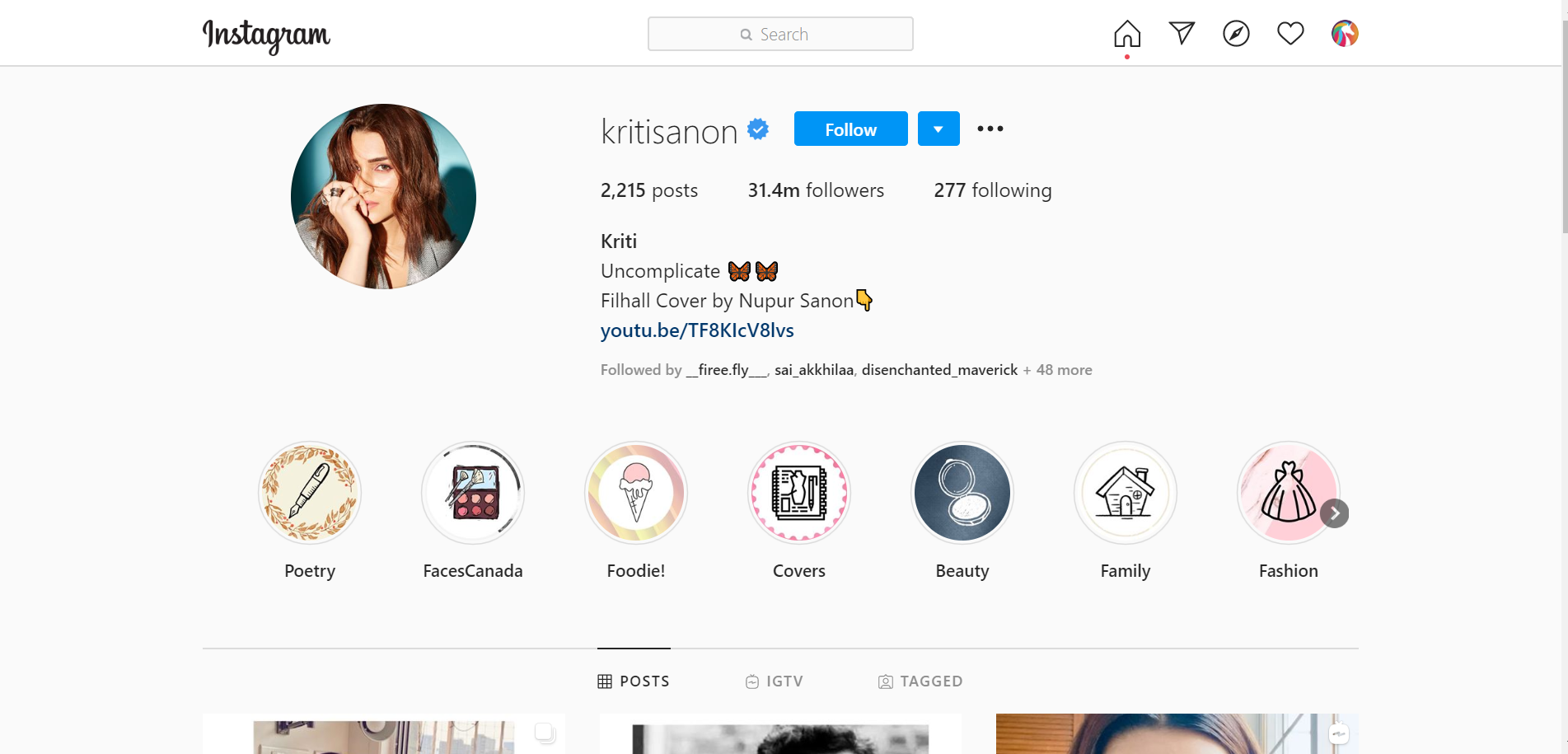 Kriti Sanon Instagram