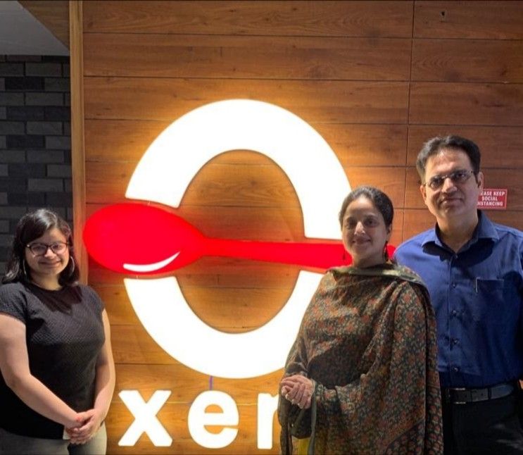 Garima Johar (Team TImesNext) with Samriti and Sandeep Joshi (Owners of Xero Degrees, Patiala)